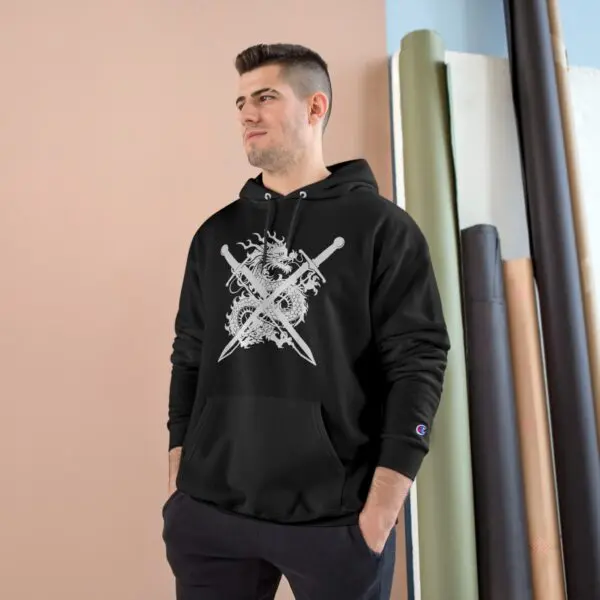 Dragon Slayer - WHITE LOGO - Champion Hoodie - Image 19